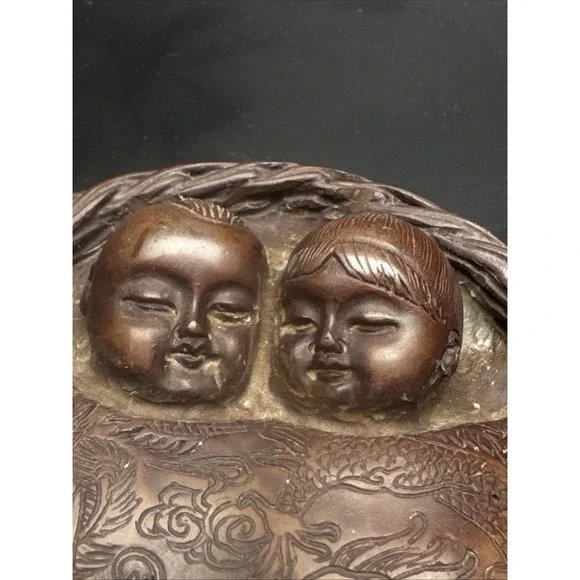 chinese Baby's In A Basketmade Of Resin - Picture 4 of 8